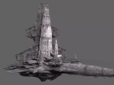 Babylon Floating Ship City 3D model