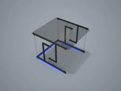 Table glass with led lights Low-poly 3D model