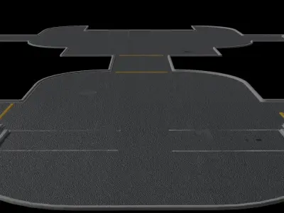 Asphalt Simple Tile Set Low-poly 3D model