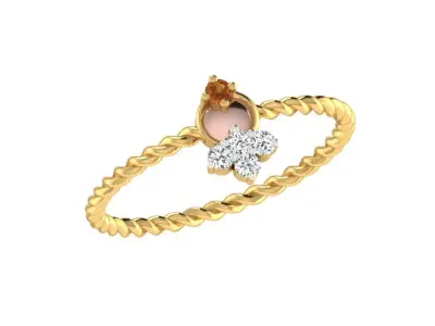 Light Weight Yellow Gold Diamond Ring  -EZ LR-31 3D print model