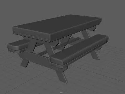 Camping Wood Table winter Low-poly 3D model