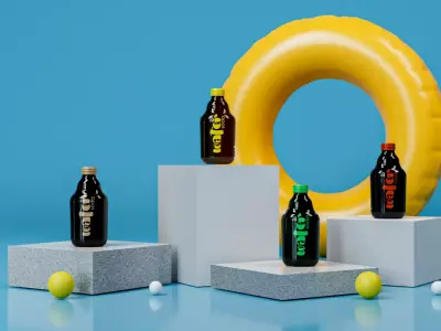 Water bottle - product design - on marble cubes 3D model