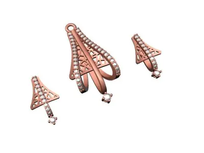 072 - Delicate Jali Pendant Set for Girls 3D print model