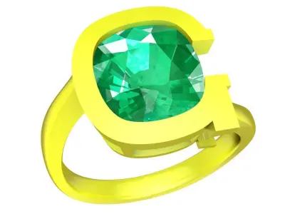 Modern Round Gemstone Ring for Women with Minimalist Setti  4511 3D print model