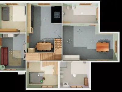 Complete house with furniture Low-poly 3D model purchase