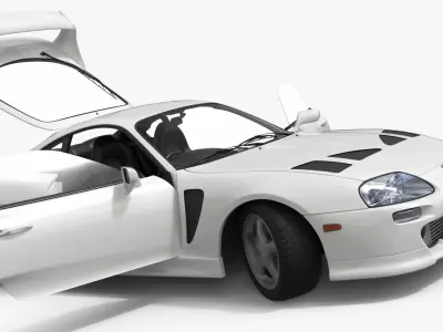  Toyota Supra 3000GT TRD Vented Hood Edition White Rigged for Cinema 4D 