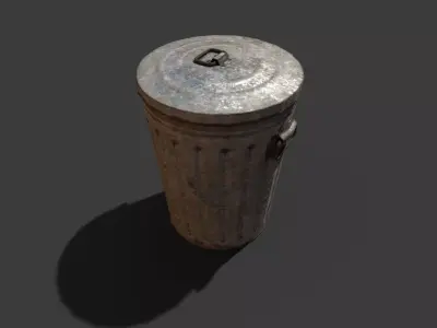 Metal Trash Can 3D Model Low-poly 3D model