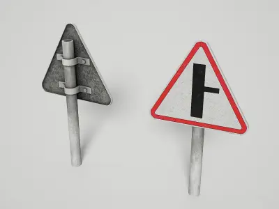 Priority Road Signs Pack Game Ready Vol 3 Low-poly 3D model