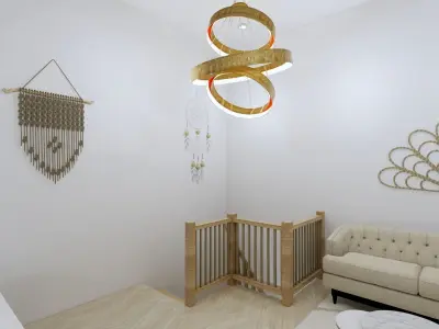 2 Floor House Design Bohemian Style Full Interior  3D model