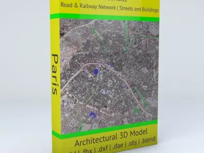Paris Railway System Road Network Streets and Buildings 3D model