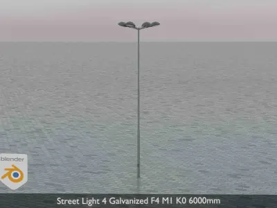 Street Light 4 Galvanized F4 M1 K0 6000mm  Low-poly 3D model