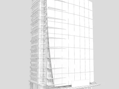 building low poly 3 office with windows Low-poly 3D model