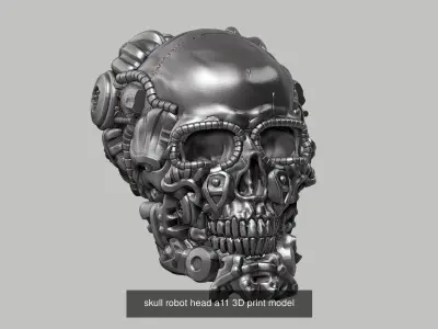 10 skull robot head and ornament skull 3d print model  3D Model Pack