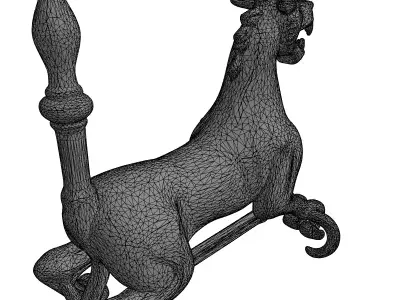 Mythical Beast Fireplace Andiron Decor Low-poly 3D model