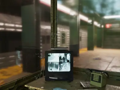 NEWYORK SUBWAY RAILWAY STATION 3D MODEL WITH PBR TEXTURES Low-poly 3D model