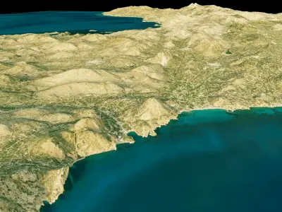 Chios Island full 3d model terrain Low-poly 3D model