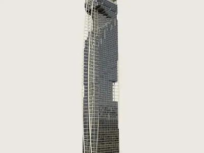 Building Skyscraper City Town Downtown Street Futuristic Utopia Low-poly 3D model 17