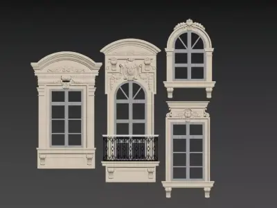 European-style window casing 3D model