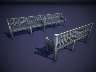 Street Bench 001 Low-poly 3D model