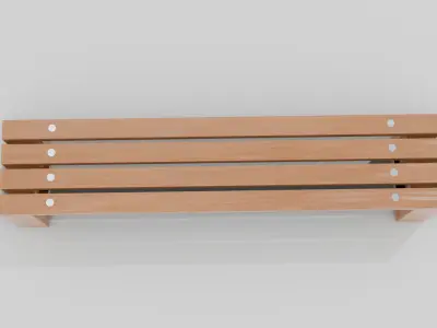 Outdoor Wooden Bench 3  Low-poly 3D model