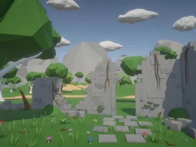 Low Poly Medieval Fantasy Ruins Low-poly 3D model