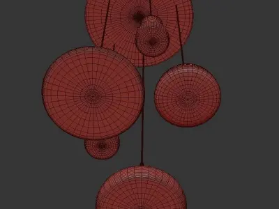 SHADOWS SET five light pendant hanging from metal frame 3D model