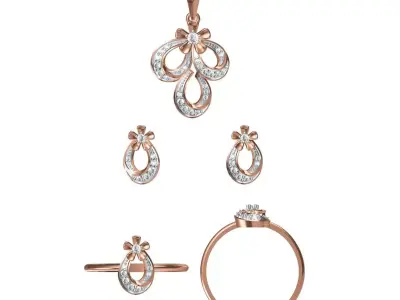 Light wt Ring Earrings Pendant set stl jcd 1-render details 3D print model 46