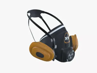 Gas Mask Low-poly 3D model 6