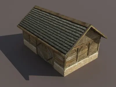 Old Barn Low poly 3d model Low-poly 3D model