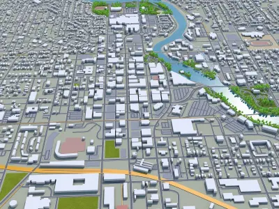 South Bend Indiana USA 25km Low-poly 3D model
