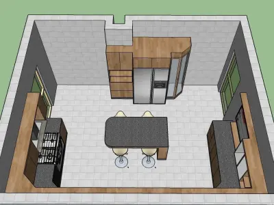 Kitchen design with Island  3D model