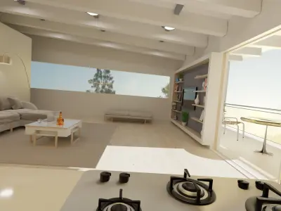 Attic apartment and kitchen 3D model