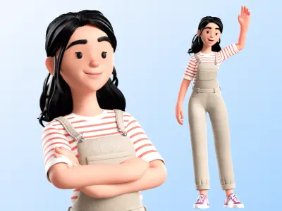 Cartoon Designer Girl Woman Illustration 3D model