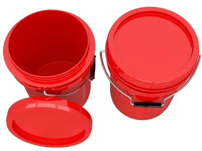 Food Grade 5l Plastic Bucket Red 3D model