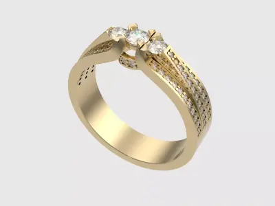 Triple Stone Engagement Ring JDBCo 3D print model