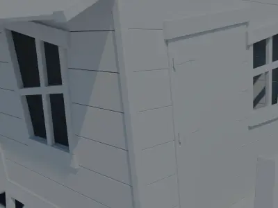 Play-set mini house with children slide 3D model