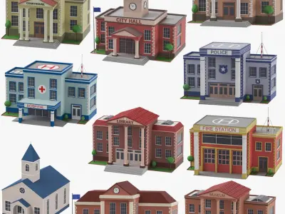  Low Poly Buildings Collection 9 