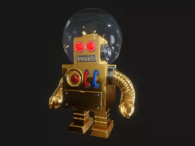 Golden robot 3D model purchase