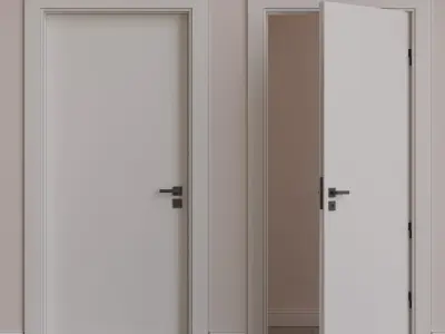 01 02 White Door Low-poly 3D model