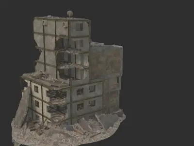 destroyed building Low-poly 3D model