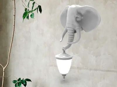 Elephant Head Wall Lamp 3D print model purchase