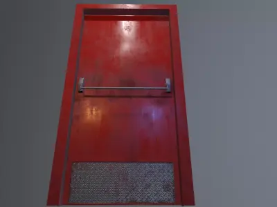 Emergency door game ready and animatable Low-poly 3D model