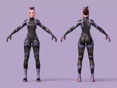 Adira Cyberpunk Rigged Character 3D model