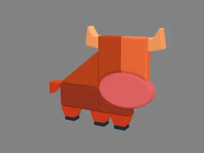 Animal shape blocks - Splicing to assemble building block bull Low-poly 3D model
