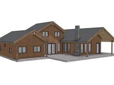 Wooden House 3D Model Modern Chalet Design IFC SKP OBJ GLB FBX 3D model