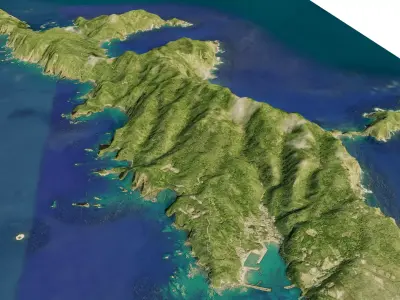 Hahajima Island 3d model terrain Low-poly 3D model