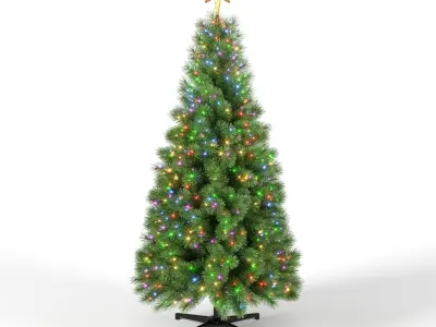 Christmas Tree 7 feet With Multicolor Lights 3D model