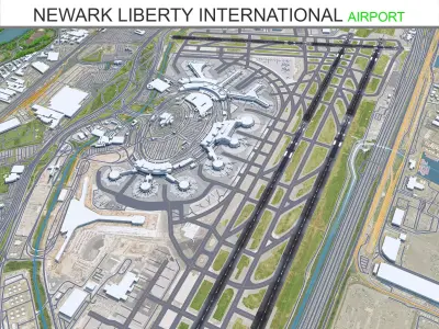 Newark Liberty International Airport 10km Low-poly 3D model
