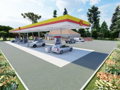 Small Shell Gas Station 3D model