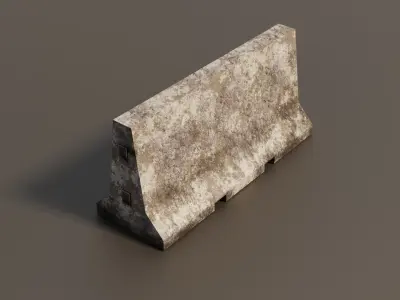 Concrete barrier  Low-poly 3D model 11